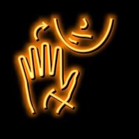 Handfläche Reflex Neon- glühen Symbol Illustration vektor