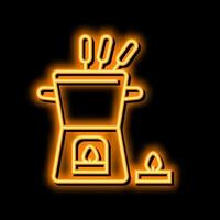 Kerzenlicht Fondue Topf Neon- glühen Symbol Illustration vektor