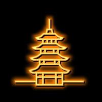 pagod Asien byggnad neon glöd ikon illustration vektor