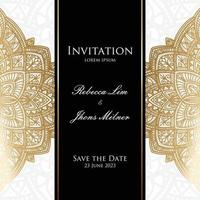 bröllop inbjudan mall med prydnad bakgrund vektor