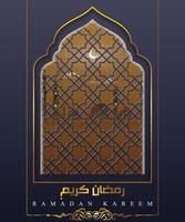 Ramadan kareem Gruß Karte mit Arabisch Fenster auf Moschee Hintergrund vektor