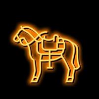häst djur- neon glöd ikon illustration vektor