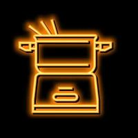 elektrisch Fondue Topf Neon- glühen Symbol Illustration vektor