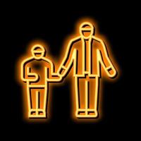 Papa und Sohn Friseur Neon- glühen Symbol Illustration vektor