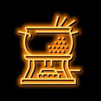 Kupfer Fondue Topf Neon- glühen Symbol Illustration vektor