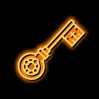 Schlüssel mittelalterlich Neon- glühen Symbol Illustration vektor