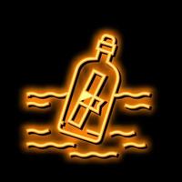 flaska meddelande neon glöd ikon illustration vektor