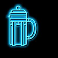 Französisch Drücken Sie Kaffee Werkzeug Neon- glühen Symbol Illustration vektor