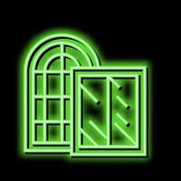 fönster glas produktion neon glöd ikon illustration vektor