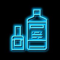 Nagel Polieren Entferner Flaschen Neon- glühen Symbol Illustration vektor