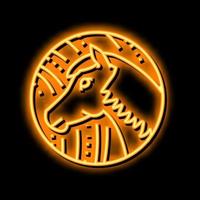 häst kinesisk horoskop djur- neon glöd ikon illustration vektor