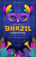 rio karneval affisch med mask koncept vektor