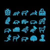 wild Tiere, Fehler und Vögel Neon- glühen Symbol Illustration vektor