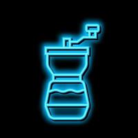 Mühle Kaffee Schleifer Handbuch Neon- glühen Symbol Illustration vektor