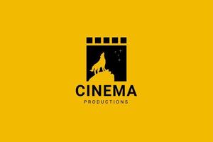 Kino Produktion Symbol Logo mit Wolf Vektor Illustration