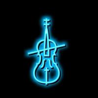 cello orkester musik instrument neon glöd ikon illustration vektor