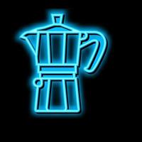 mocka pott kaffe verktyg neon glöd ikon illustration vektor