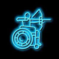 Bogenschießen behindert Athlet Neon- glühen Symbol Illustration vektor