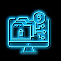 Ransomware Cyber Verbrechen Neon- glühen Symbol Illustration vektor