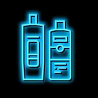 Balsam und Haar Conditioner Pakete Neon- glühen Symbol Illustration vektor