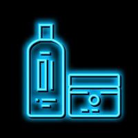 Dauerwelle und Haar Glätteisen Pakete Neon- glühen Symbol Illustration vektor