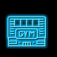 Fitnessstudio Gebäude Neon- glühen Symbol Illustration vektor