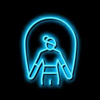 überspringen Seil Ausbildung Athlet Neon- glühen Symbol Illustration vektor