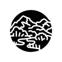 Lager Berg Landschaft Glyphe Symbol Vektor Illustration