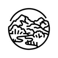 Lager Berg Landschaft Linie Symbol Vektor Illustration