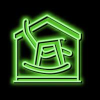 gungande stol i hus neon glöd ikon illustration vektor