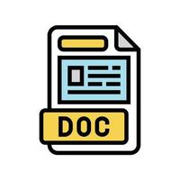 doc fil formatera dokumentera Färg ikon vektor illustration