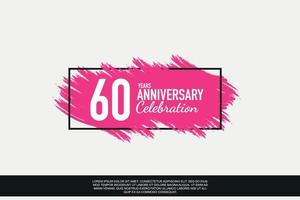 60 Jahr Jahrestag Feier Vektor Rosa Design im schwarz Rahmen auf Weiß Hintergrund abstrakt Illustration Logo
