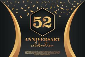 52: e årsdag firande logotyp med gyllene färgad vektor design för hälsning abstrakt illustration