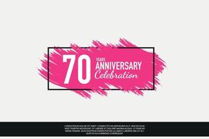 70 Jahr Jahrestag Feier Vektor Rosa Design im schwarz Rahmen auf Weiß Hintergrund abstrakt Illustration Logo