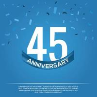 45:e årsdag firande vektor design med vit Färg tal och vit Färg font på blå Färg bakgrund abstrakt