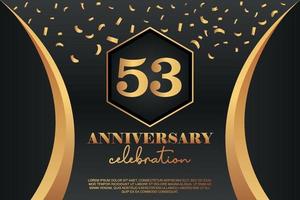 53: e årsdag firande logotyp med gyllene färgad vektor design för hälsning abstrakt illustration