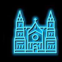 katedral byggnad neon glöd ikon illustration vektor