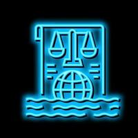 Ozean und Gesetz von Meer Sozial Problem Neon- glühen Symbol Illustration vektor