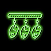 Hähnchen Karkasse suspendiert auf Ausrüstung Neon- glühen Symbol Illustration vektor