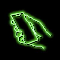 Hand halten Smartphone Neon- glühen Symbol Illustration vektor