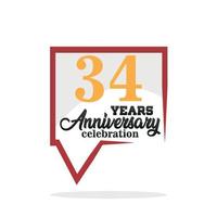 34 år årsdag firande årsdag logotyp med Tal bubbla på vit bakgrund vektor design för firande inbjudan kort och hälsning kort