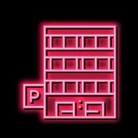 Parkplatz Gebäude Neon- glühen Symbol Illustration vektor