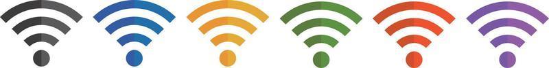 Wi-Fi ikoner i en mängd av färger. sex annorlunda vektor bilder.