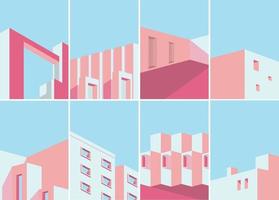Vektorillustration der modernen Architektur, minimales architektonisches Gebäudeplakat. vektor