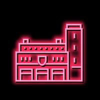 brand avdelning byggnad neon glöd ikon illustration vektor