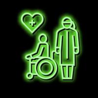 Portion und Pflege zum deaktiviert Menschen beim Zuhause Neon- glühen Symbol Illustration vektor