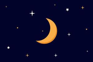 Vektor Nacht Himmel Hintergrund. Halbmond Mond mit Sterne