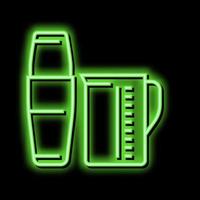 Messung Tasse und Rührgerät zum machen Kaffee Cocktail Neon- glühen Symbol Illustration vektor
