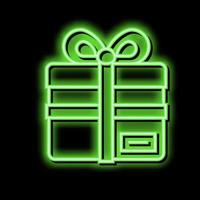 Geschenk Box mit Band Bogen Neon- glühen Symbol Illustration vektor