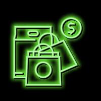 Einkaufen Freizeit Neon- glühen Symbol Illustration vektor